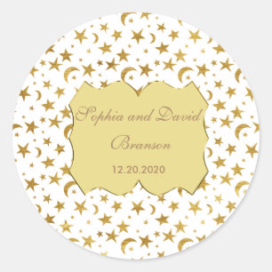 Bling Wedding Golden Ribbon Wedding Custom Runder Aufkleber