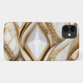 Bling White Gold Gemstone w Pave Diamonds Glitzer Case-Mate iPhone Hülle (Rückseite (Horizontal))