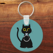 BLING WINK Funny Black Cat Key Ring Schlüsselanhänger (Vorderseite)