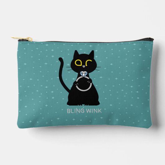 BLING WINK Funny Black Cat Vorschlag Beutel (Vorderseite)