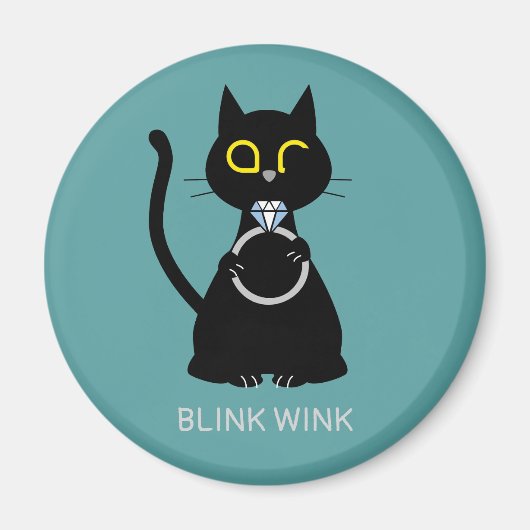 BLING WINK Funny Black Cat Vorschlag Magnet (Vorne)
