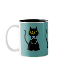 BLING WINK Funny Black Cat Vorschlag Zwei Tone Tas