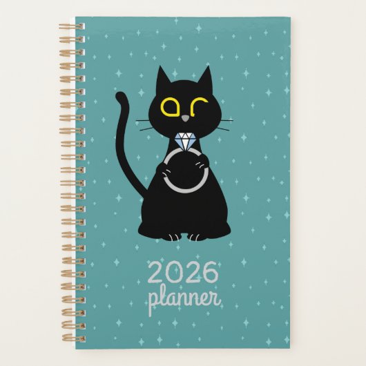 BLING WINK Funny Cat Proposal Planner Planer (Vorderseite)