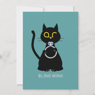 BLING WINK Funny Cat Vorschlag Grußkarte Feiertagskarte