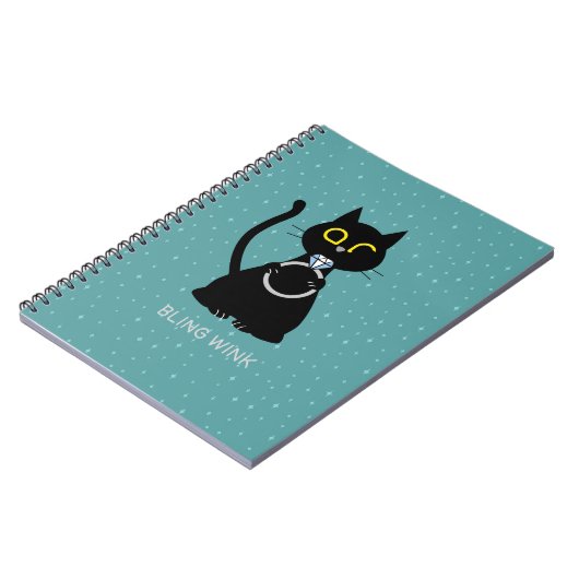 BLING WINK Funny Cat Vorschlag Notebook Notizblock (Linke Seite)