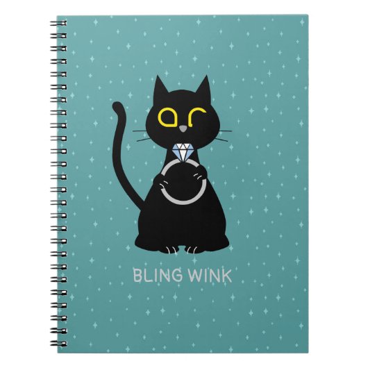 BLING WINK Funny Cat Vorschlag Notebook Notizblock (Vorderseite)