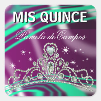 Blinged Out Quinceañera Sparkling Tiara Quadratischer Aufkleber