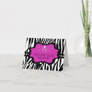Blingin Zebra Bachelorette Thank You Dankeskarte