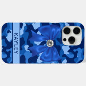 Blingy Blue Camouflage Personalized Case-Mate iPhone Hülle (Rückseite (Horizontal))