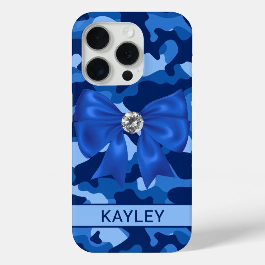 Blingy Blue Camouflage Personalized Case-Mate iPhone Hülle (Rückseite)
