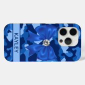 Blingy Blue Camouflage Personalized Case-Mate iPhone Hülle (Rückseite (Horizontal))