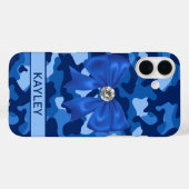 Blingy Blue Camouflage Personalized Case-Mate iPhone Hülle (Rückseite (Horizontal))