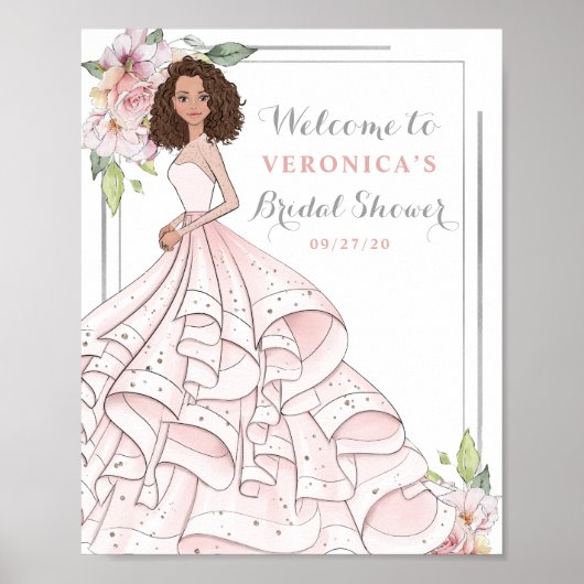 Blingy Glamour Bride Brautparty Begrüßungszeichen Poster (Vorne)