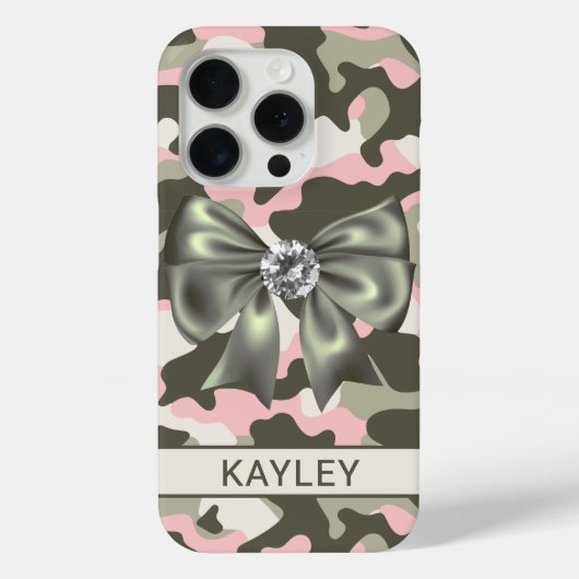 Blingy Pink Green Camouflage Personalized Case-Mate iPhone Hülle (Rückseite)