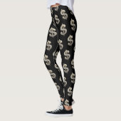 Blingy Silver Dollar Schild auf schwarz Leggings (Links)