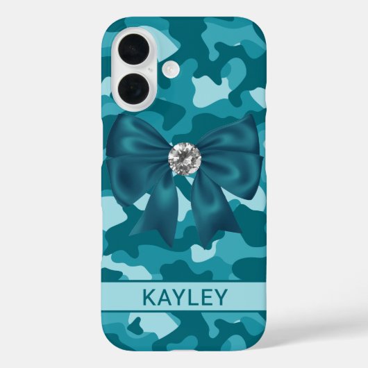 Blingy Teal Camouflage Personalized Case-Mate iPhone Hülle (Rückseite)