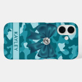 Blingy Teal Camouflage Personalized Case-Mate iPhone Hülle (Rückseite (Horizontal))