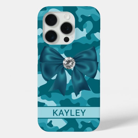 Blingy Teal Camouflage Personalized Case-Mate iPhone Hülle (Rückseite)
