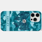 Blingy Teal Camouflage Personalized Case-Mate iPhone Hülle (Rückseite (Horizontal))