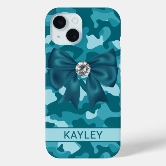 Blingy Teal Camouflage Personalized Case-Mate iPhone Hülle (Rückseite)