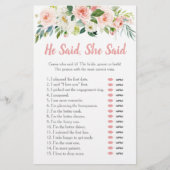 Blink Pink Floral sagte sie sagte Bridal Game (Vorderseite)