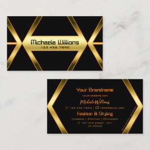 Blinkend Schwarz Geometrisch und schimmlig Golden Visitenkarte