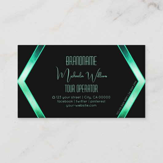 Blinkend Schwarz Schimmergrün Aquamarin Gemusterte Visitenkarte (Rückseite)