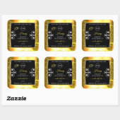 Blinkende Dazzling Gold Black Product Labels Logo Quadratischer Aufkleber (Blatt)