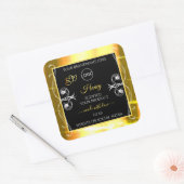 Blinkende Dazzling Gold Black Product Labels Logo Quadratischer Aufkleber (Umschlag)