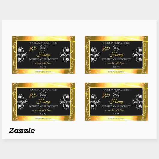 Blinkende Dazzling Gold Black Product Labels Logo Rechteckiger Aufkleber (Blatt)