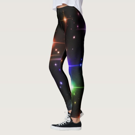 Blinkende, farbenfrohe Glitzer Stars Black Yoga Leggings (Links)