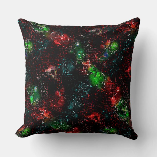 Blinkende Farbflecken unter dunklen und mosaikfarb Kissen (Vorderseite)