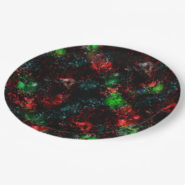 Blinkende Farbflecken unter dunklen und mosaikfarb Pappteller