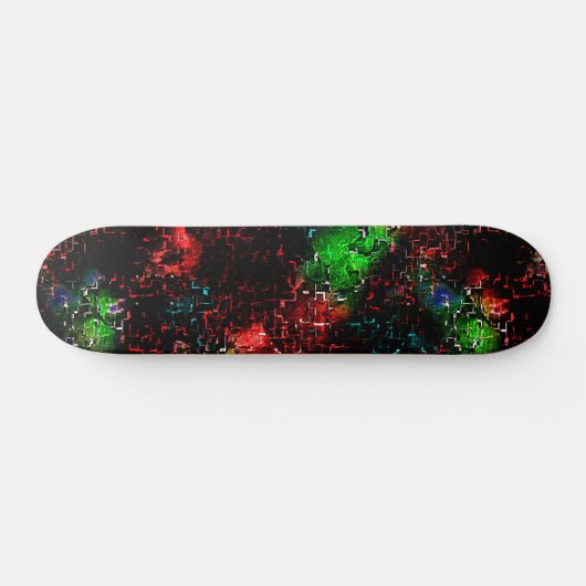 Blinkende Farbflecken unter dunklen und mosaikfarb Skateboard (Horizontal)