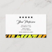 Blinkende Orange Tiger Rahmen mit Chic 5 Sterne Mo Visitenkarte (Rückseite)