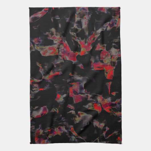 Blinkende rote Flecken auf dunkelgrauem Felsunterg Geschirrtuch (Vertikal)