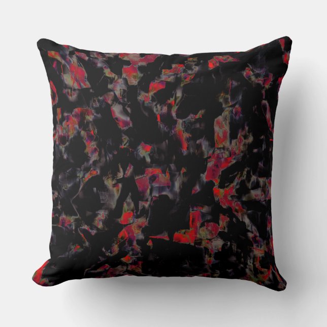 Blinkende rote Flecken auf dunkelgrauem Felsunterg Kissen (Vorderseite)