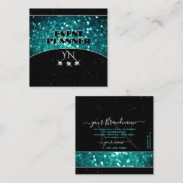 Blinkender Aquamariner Glitzer mit Monogramm Quadratische Visitenkarte