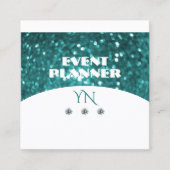Blinkender Aquamariner Glitzer mit Monogramm Quadratische Visitenkarte (Vorderseite)