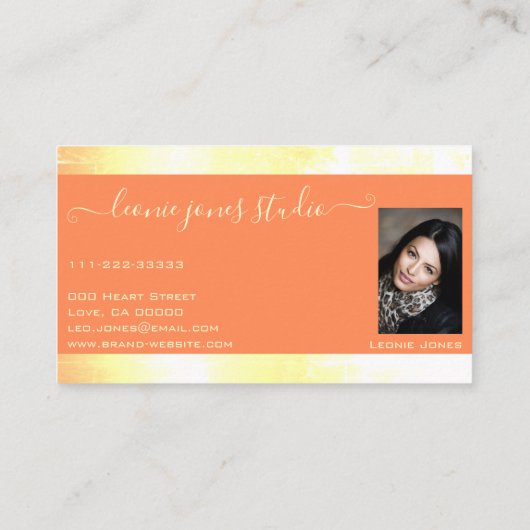 Blinkender Gold Glitzer Custom Foto oder Logo Peac Visitenkarte (Rückseite)