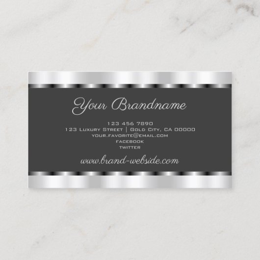Blinkender Silbereffekt mit dunkelgrau Beruflich Visitenkarte (Rückseite)