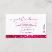 Blinkender weißer Girly Pink glänzender Glitzer gl Visitenkarte (Rückseite)
