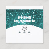 Blinkender, weißer und Aquamarin glänzender Glitze Quadratische Visitenkarte (Vorderseite)