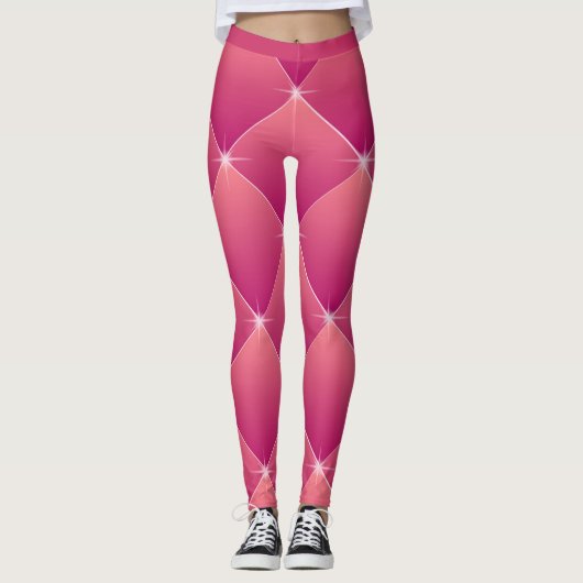 Blinkendes Glam Pink Muster Diamond Akzent Yoga Leggings (Vorderseite)