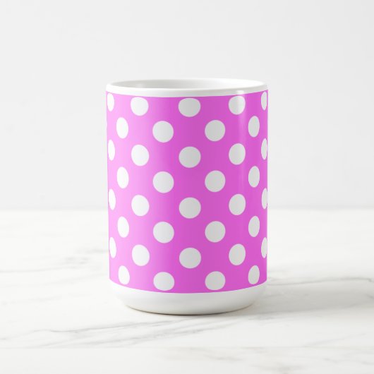 Blinkendes Rosa und große weiße Polka-Punkte Kaffeetasse (Mittel)