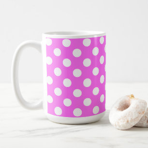 Blinkendes Rosa und große weiße Polka-Punkte Kaffeetasse