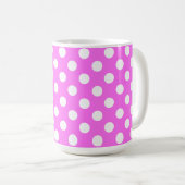 Blinkendes Rosa und große weiße Polka-Punkte Kaffeetasse (VorderseiteRechts)