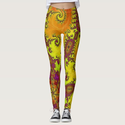 Blinkendes Spiral Fraktal Funky Abstrakt Art Leggings (Vorderseite)