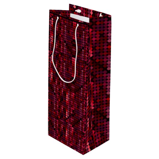 Blinkes Disco-Rot-Sequin-like Geschenktüte Für Weinflaschen (Vorderseite Schrägansicht)
