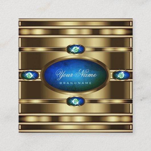 Blinkes Gold mit Aquamarinem, glänzendem Marmormus Quadratische Visitenkarte (Vorderseite)